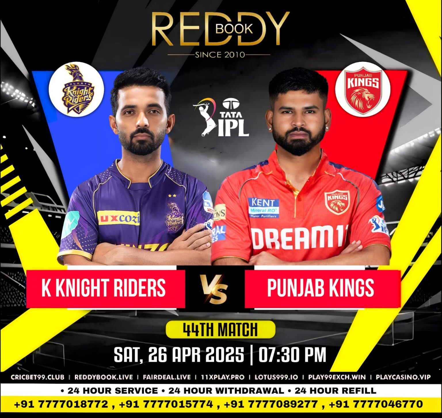 KKR vs PBKS Match Prediction - Who Will Win Today's IPL Match 44 2025 Reddy Anna Book